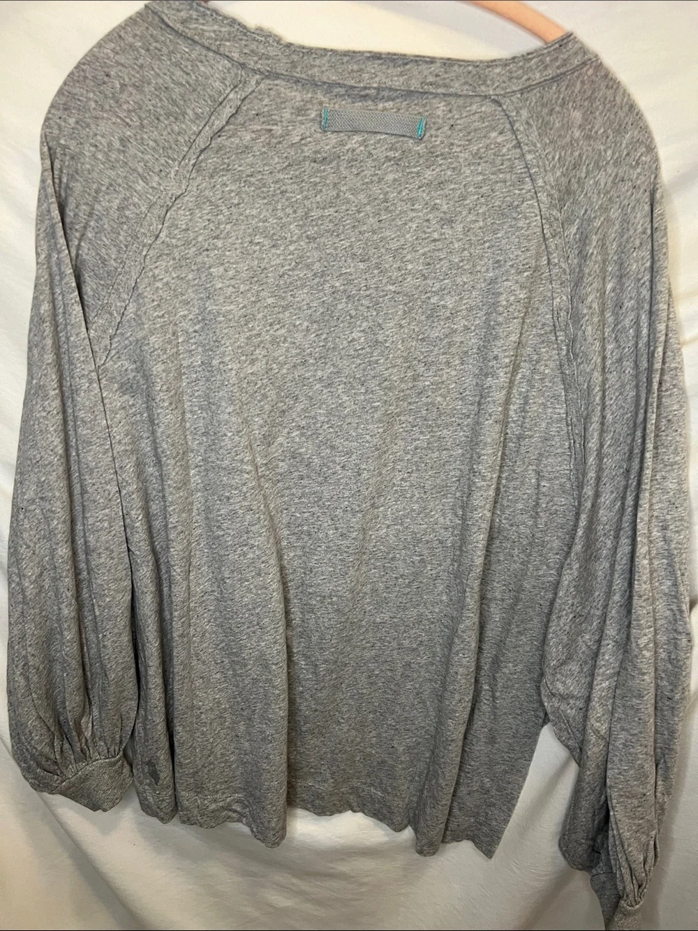 Free People Oversized Light Heather Gray Pullover Long Sleeve Top